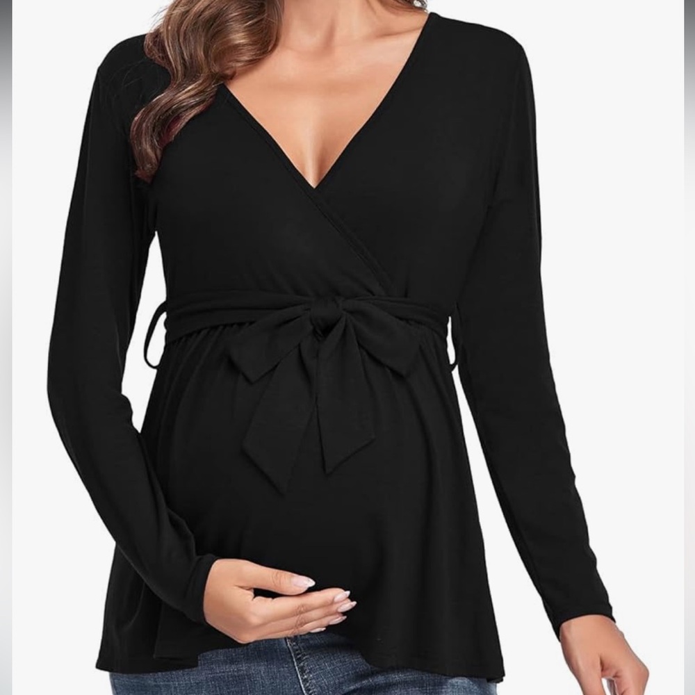 Maternity Long Sleeve Blouse Black Size M Medium